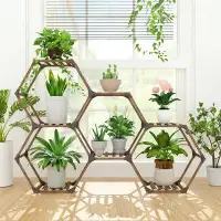 Arlmont & Co. Multiple Plants Indoor Outdoor Large Wooden Plant Shelf