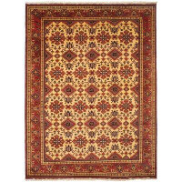 Astoria Grand One-of-a-Kind Huguenot Hand-Knotted 2010s Esari Turkoman Gold/Copper/Black 9'11" x 13'3" Wool Area Rug