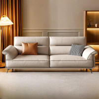 ABPEXI 86.61" Light Khaki Genuine Leather Modular Sofa cushion couch