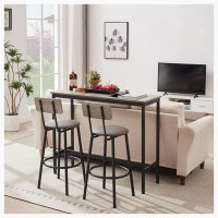 17 Stories Bar Table Set With Bar Stools PU Soft Seat With Backrest 2