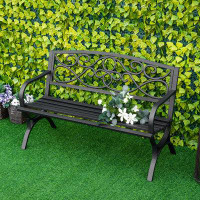 Canora Grey Canora Grey 2-Seater Garden Bench Antique Loveseat With Armrest For Yard, Lawn, Porch, Patio, Steel