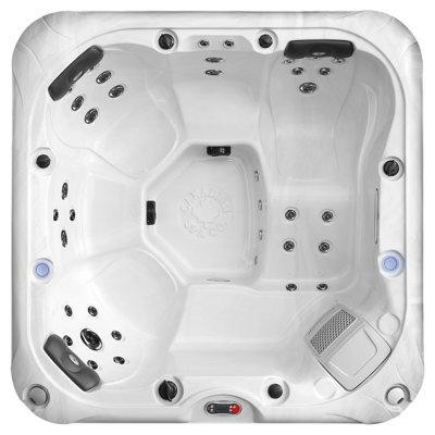 Canadian Spa Co Canadian Spa Co 6 - Person 34 - Jet Acrylic Square Hot Tub with Ozonator and Built-in Speaker in White/B in Hot Tubs & Pools