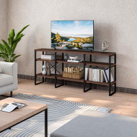 17 Stories Lotus Antique Walnut Colour Entertainment Tv Stand For Tvs Up To 71"
