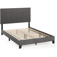 Latitude Run® Latitude Run® Laval Button Tufted Upholstered Platform Bed Frame, King, Linen