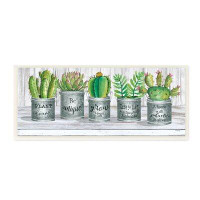 Stupell Industries Succulent and Cactus Jars with Plant Life Puns by Cindy Jacobs - Graphic Art Print