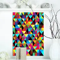 East Urban Home Contemporary 'Seamless Geometric Pattern With Triangles' Graphic Art Print on Wrapped Canvas
