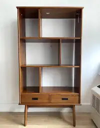 Mid Century Modern Bookcase Tall Bookshelf Wood Bookshelves MCM Corner