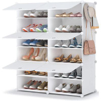 Latitude Run® Latitude Run® Shoe Rack, 6 Tier Shoe Storage Cabinet 24 Pair Plastic Shoe Shelves Organizer For Closet Hal