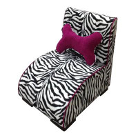 Lux Comfort 23" Zebra Print Upholstered Chaise Lounge Dog Bed With Pillow