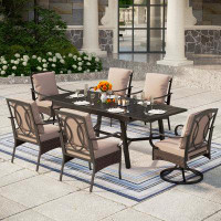 Alphamarts Rectangular 6 - Person Outdoor Dining Set With Cushions And Extendable Table