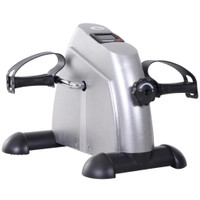 PORTABLE MINI PEDAL EXERCISE BIKE INDOOR CYCLE FITNESS ARM LEG W/ LCD DISPLAY, SILVER