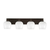 Toltec Lighting Edge 4 Light Bath Bar, Brushed Nickel Finish, 6" White Marble Glass