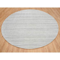 Isabelline One-of-a-Kind Tyeesha Hand-Knotted Round 12'0" X 12'0" Area Rug in Grey
