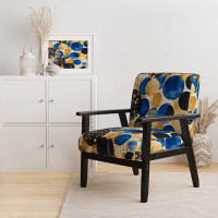 Design Art Abstract Pattern With Blue & Golden Textures IX - Upholstered Modern Arm Chair