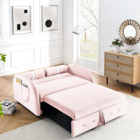 Ebern Designs Pull Out Sleep Sofa Bed, 2 Seater Loveseats Sofa Couch With Side Pockets, Upholstered Sofa