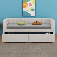 Mercer41 Trintyn Twin Size Upholstered Daybed with 2 Drawers
