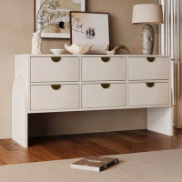 Latitude Run® Retro Style Rubber Wood Venner Three-Drawer Dresser Sideboard Cabinet Console Table Sofa Table Ample Stora