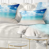 Made in Canada - East Urban Home Seascape Sand of Beach Caribbean Sea Lumbar Pillow