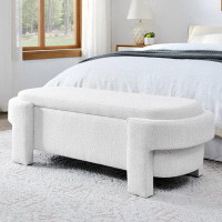 Wrought Studio Linen Fabric Upholstered Bench With Large Storage Space For The Living Room