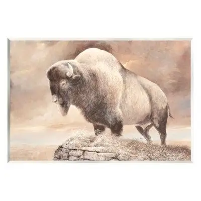 Stupell Industries Wildlife Bison Forest Nature Scenery Floater Canvas Wall Art By Ruane Manning