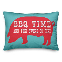 Gracie Oaks Russell BBQ Time Swine Outdoor Lumbar Pillow