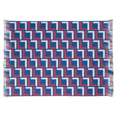 East Urban Home Tapis géométrique fait à la main bleu / rouge in Rugs, Carpets & Runners in Québec