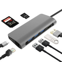Type C to HDMI Adapter USB-C 3.1 Dongle Hub PD USB 3.0 Hub RJ45 Lan Ethernet - *7304*