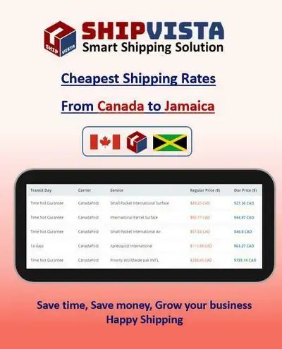 ShipVista provides the cheapest shipping rates from Canada to Jamaica. Whether you are an individual...