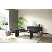 VIG Furniture Doner - Black Ash + Stainless Steel Dining Table