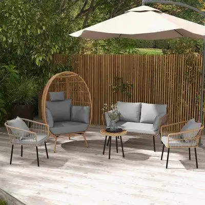Bay Isle Home™ Bay Isle Home™ 5 - Person Outdoor Sofa Conversation Sets with Egg Chair
