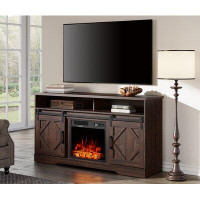 Laurel Foundry Modern Farmhouse Truitt Yearby TV Stand for TVs up to 65" with Electric Fireplace Included