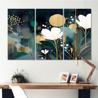 Winston Porter White Teal Plants In Chaos II - Floral Canvas Wall Art Set
