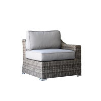 Winston Porter Miami Grey Wicker Sectional Left Arm Chair With Olefin Cushions