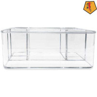 GN109 5-Compartment Clear Acrylic Organizer (10” L X 7” W X 4” H), Makeup Brush Holder, Tall Slot, Multi-Sectional Tray,