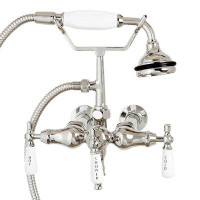 Chevington Double Handle Wall Mounted Clawfoot Tub Faucet with Handshower