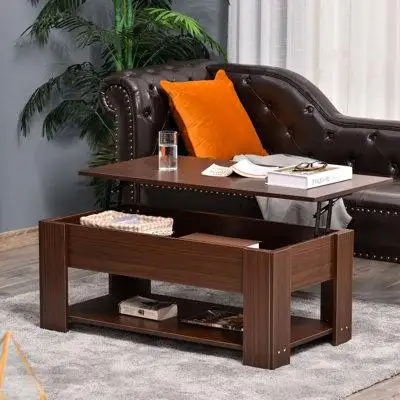 Ebern Designs 39" Lift Top Coffee Table With Hidden Storage Compartment And Open Shelf, Pop Up Coffee Table For Living R