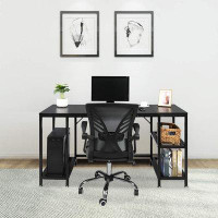 Accentuations by Manhattan Comfort Modern Computer Desk With 3 Shelves Ample Storage Durable And Versatile