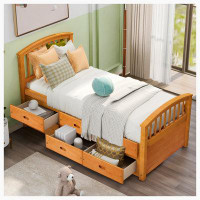Red Barrel Studio Platform Storage Bed Solid Wood Bed with 6 Drawers