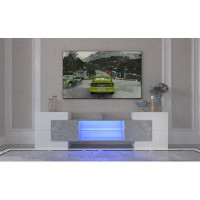 Ivy Bronx Tv Console With Storage Cabinets, Long Led Tv Stand Full Rgb Colour Selection, 31 Modes Changing Lights Modern