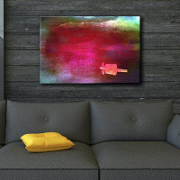 IDEA4WALL Lone Man in a Canoe on a Red Lake with a Blue Vignette Art Home Decor