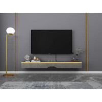 Latitude Run® Floating TV Shelf, 47‘’ Wall Mounted Wood Floating TV Console Entertainment Media Shelf TV Wall Unit With