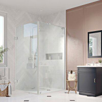 Ove Decors OVE Decors Endless TP0103200 Tampa-Pro, Corner Frameless Hinge Shower Door, 23 7/8 In. W X 72 In. H, In Satin
