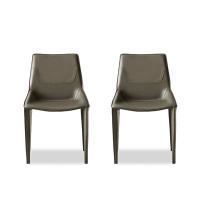 Corrigan Studio 33.07" Dark Grey Solid back side Chair(Set of 2)
