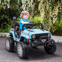 12V KIDS RIDE-ON TRUCK WITH REMOTE CONTROL, BATTERY-OPERATED KIDS CAR WITH LED LIGHTS, ELECTRIC RIDE ON TOY WITH SPRING