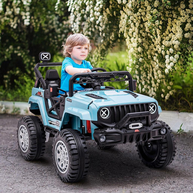 12V KIDS RIDE-ON TRUCK WITH REMOTE CONTROL, BATTERY-OPERATED KIDS CAR WITH LED LIGHTS, ELECTRIC RIDE ON TOY WITH SPRING in Toys & Games