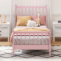Bungalow Rose Full Size Wood Platform Bed with Gourd Shaped Headboard and Footboard