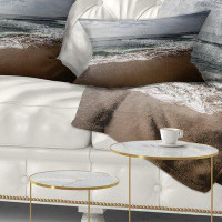 Made in Canada - East Urban Home Seashore Soft Waves of Sea on Sandy Beach Lumbar Pillow