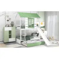 Harper Orchard OverHouse Bunk Bed With Convertible Slide And Trundle