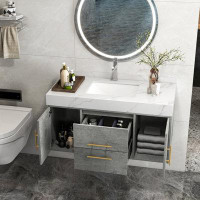 Willa Arlo™ Interiors Hallwood 40'' Wall Mounted Single Bathroom Vanity with Stone Top