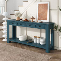 Red Barrel Studio Console Table/Sofa Table With Storage Drawers And Bottom Shelf For Entryway Hallway